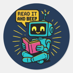 Sticker Robot Retro Lecture - Pixel Art Sci-Fi
