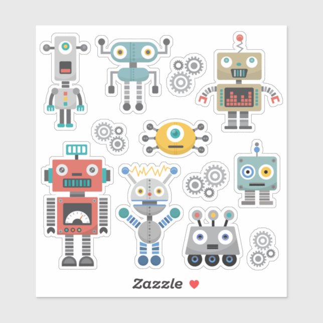 Sticker Robots de jouets Vinyl (Feuille)