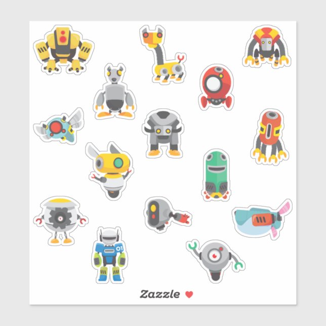 Sticker Robots Robots de Cartoon Goofy pour enfant (Feuille)
