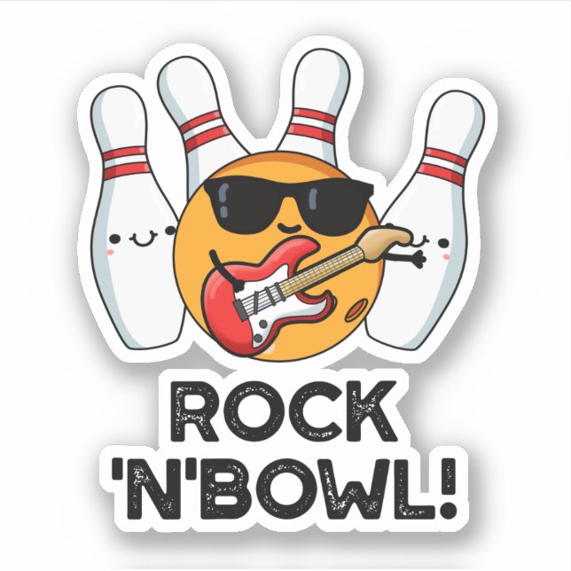 Sticker Rock Et Bowl Drôle Bowling Pun (Devant)