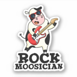 Sticker Rock Moosician Funny Cow Musicien Pun