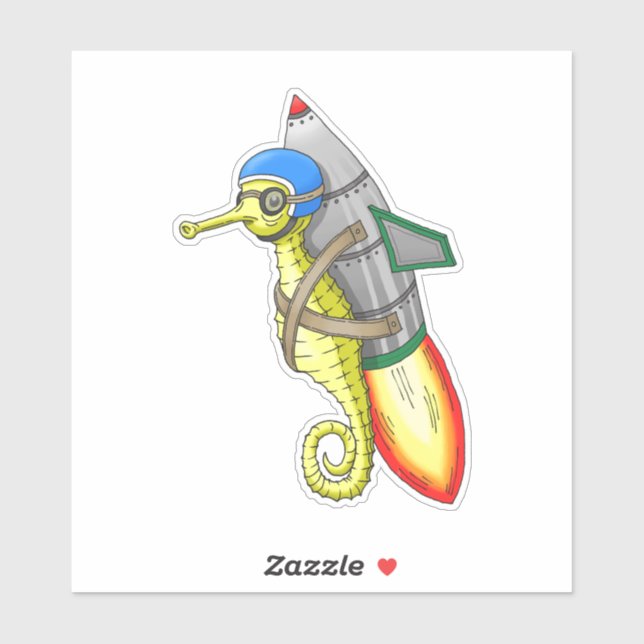 Sticker Rocket Seahorse (Feuille)