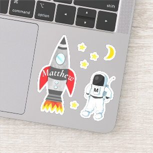 Sticker Rocket vaisseau spatial astronaute avec le nom de 