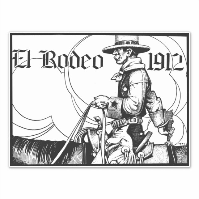 Sticker Rodeo Cowboy Country 1912 Art occidental (Devant)
