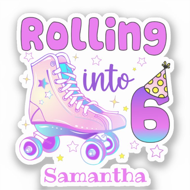 Sticker Rolling In 6| Roller Skater Anniversaire Célébrati (Recto)