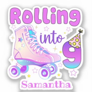 Sticker Rolling In 9 Roller Skater Anniversaire Célébrati
