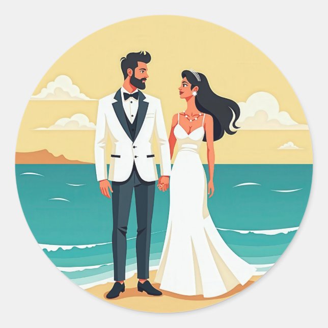 Sticker Romance Mariage Plage (Devant)