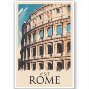 Sticker Rome Italie Colisée Illustration Voyage Art