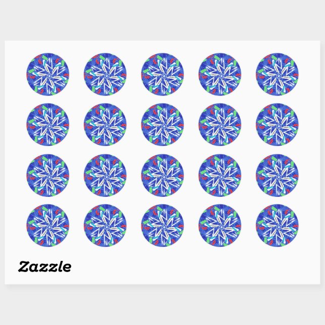 Sticker Rond С flocons de neige (Feuille)