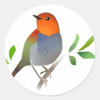 STICKER ROND こまどりのイラストシール