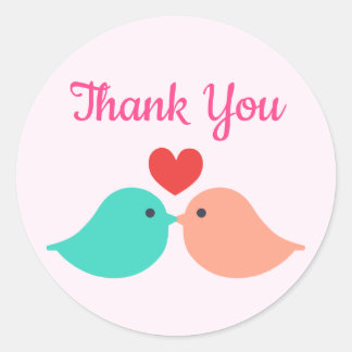Sticker Rond キュートなラブバード　Cute lovebirds. ラウンドシール