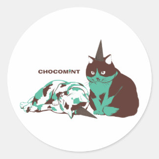 STICKER ROND チョコミント_ねこ