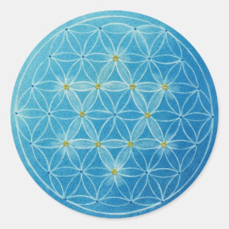 STICKER ROND フラワー・オブ・ライフ～ブルー六芒星