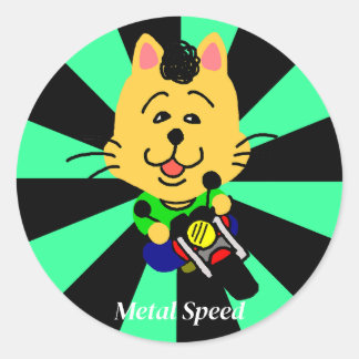 STICKER ROND メタルスピード 全開ネコちゃん 放射線