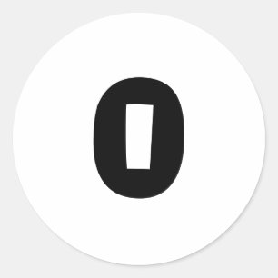 Sticker Rond 0 Petit nombre rond de chevalets blancs par Janz