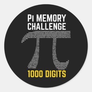 Sticker Rond 1000 Chiffres Du Défi Mémoire Pi - Jour Pi