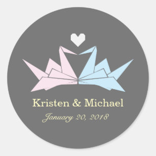 Sticker Rond 1000 Hanging Origami Mariage de grues en papier (g