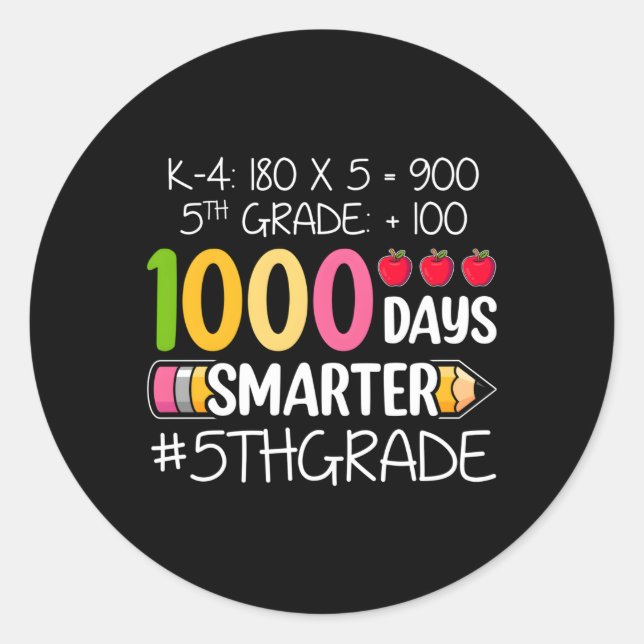 Sticker Rond 1000 Jours Smer Cinquième 5E Année Enseignant Sch (Devant)