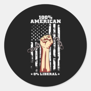 Sticker Rond 100 Américain 0 Libéral Américain Drapeau Américai