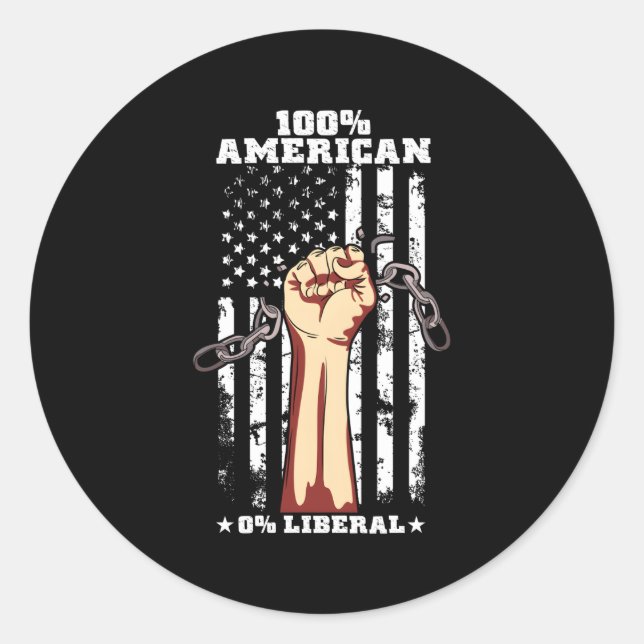 Sticker Rond 100 Américain 0 Libéral Américain Drapeau Américai (Devant)