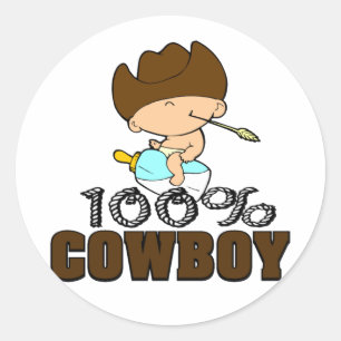 Sticker Rond 100% Cowboy