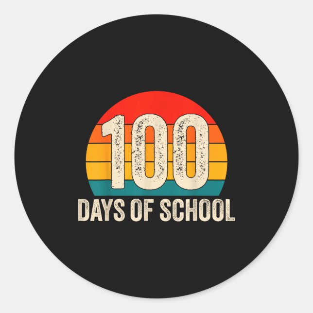Sticker Rond 100 Days Of School Retro Teachers Boys 100th Day O (Devant)