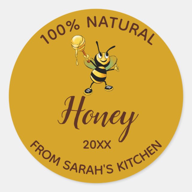 Sticker Rond 100% de miel naturel modifiable (Devant)