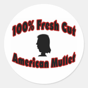 Sticker Rond 100% frais coupé Mullet américain