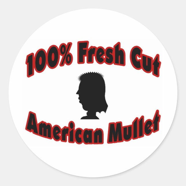 Sticker Rond 100% frais coupé Mullet américain (Devant)