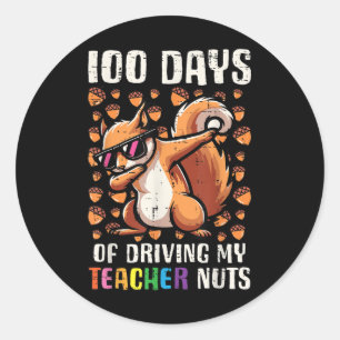 Sticker Rond 100 Jours Conduite Enseignant Nuts 100e Jour École