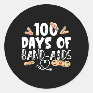 Sticker Rond 100 jours d'aide-bande - infirmière scolaire 100 j
