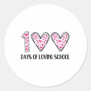 Sticker Rond 100 Jours D'Amour École 100E Jour D'École Enseigne