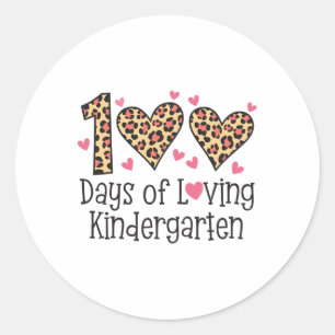 Sticker Rond 100 Jours D'Amour Maternelle Coeur 100E Jour De