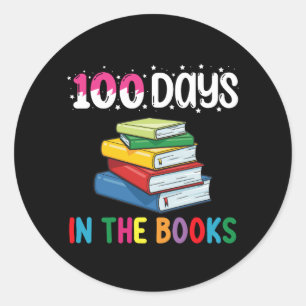 Sticker Rond 100 Jours Dans L'École De Livres Lecture Bibliothé