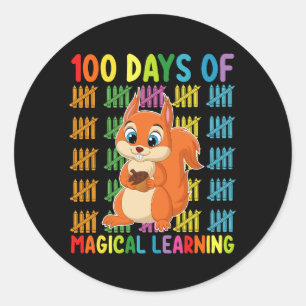 Sticker Rond 100 Jours D'Apprentissage Magique École D'Écureuil