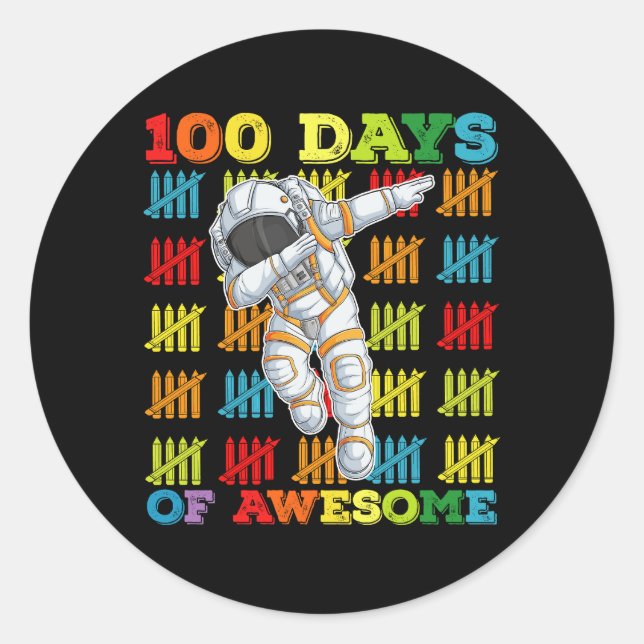 Sticker Rond 100 Jours D'Astronaute 100e Jour De L'École (Devant)
