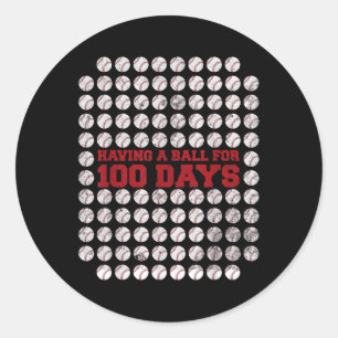 Sticker Rond 100 Jours De Baseball Scolaire 100E Jour D'École