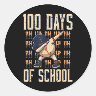 Sticker Rond 100 Jours De Baseball Scolaire Dab 100E Jour Garço
