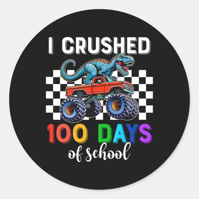 Sticker Rond 100 Jours De Camion Monster De L'École 100E Jours  (Devant)