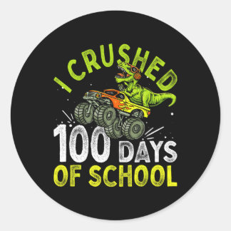 Sticker Rond 100 Jours De Camion Monster Dinosaure Scolaire