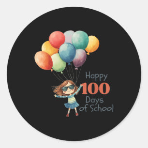 Sticker Rond 100 Jours De Célébration Scolaire Tenue Pour Fille