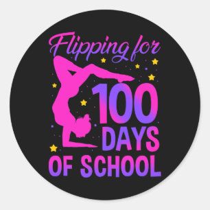 Sticker Rond 100 Jours De Gymnastique Scolaire Gymnaste