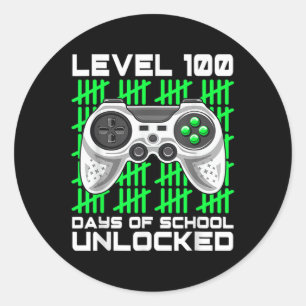 Sticker Rond 100 Jours De Jeux Vidéo De Gamer Déverrouillés À L