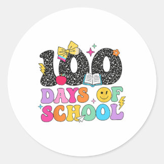 Sticker Rond 100 Jours De L'École Coquette Bow Pencil Enseignan