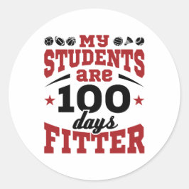 Sticker Rond 100 Jours de l'école PE Enseignant 100 Jours Fitte