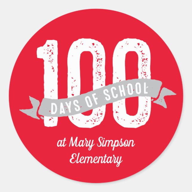 Sticker Rond 100 jours de plaisir scolaire customisé (Devant)