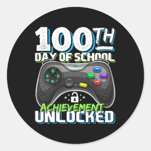 Sticker Rond 100 Jours de réussite scolaire Jeu vidéo déverroui