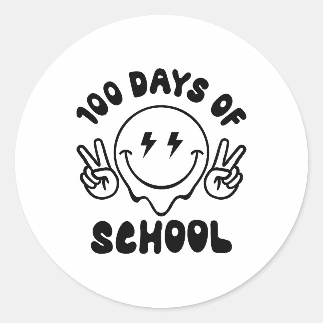 Sticker Rond 100 Jours De Smiley Rétro Smiley Visage (Devant)
