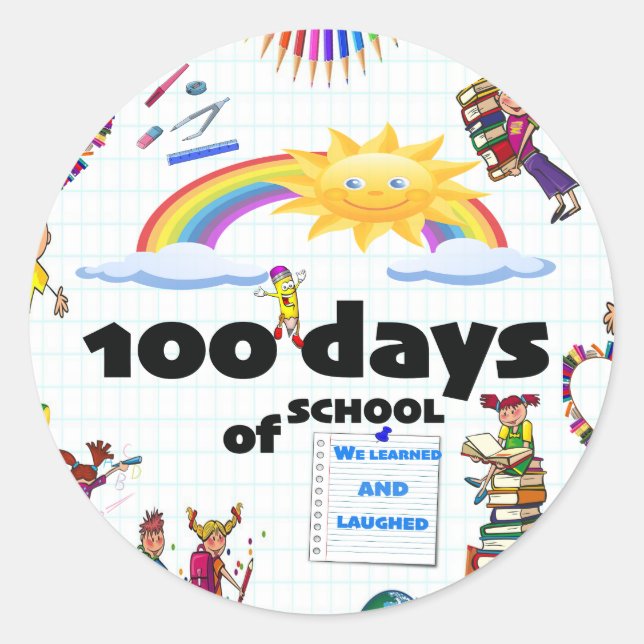 Sticker Rond 100 Jours de sourires scolaires : (Devant)