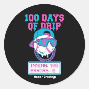 Sticker Rond 100 jours de style Baseball School sans erreurs 